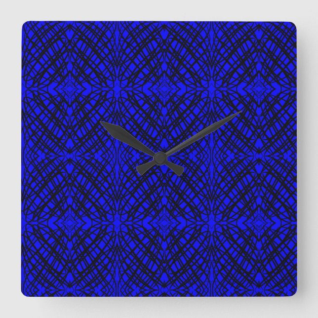 Simple Scribble | Mirror Tiling | Blue | Square Wall Clock (Front)