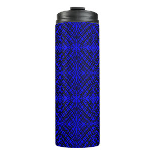 Simple Scribble Mirror Tiling Blue Thermal Tumbler