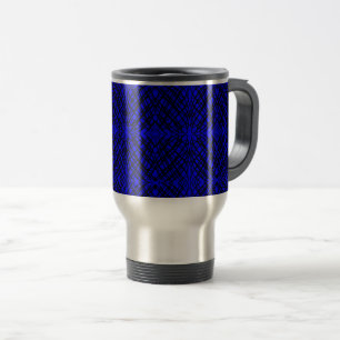 Simple Scribble Mirror Tiling Blue Travel Mug