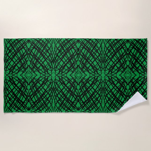 Simple Scribble | Mirror Tiling | Green | Beach Towel (Front)