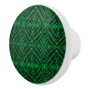 Simple Scribble Mirror Tiling Green Ceramic Knob