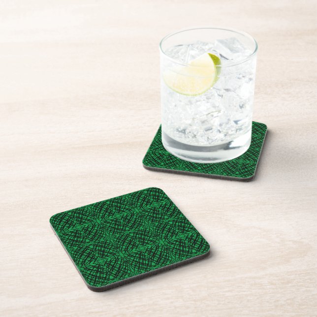 Simple Scribble | Mirror Tiling | Green | Coaster (Right Side)