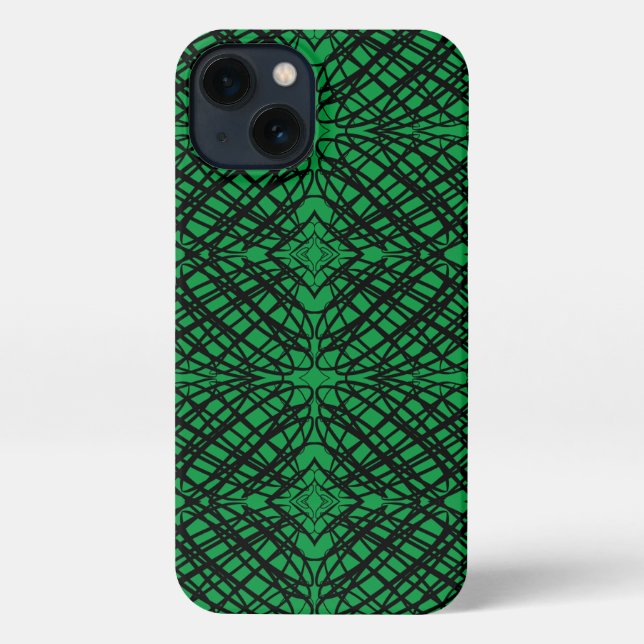 Simple Scribble | Mirror Tiling | Green | iPhone Case (Back)