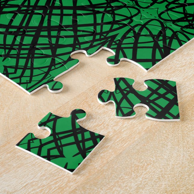 Simple Scribble | Mirror Tiling | Green | Jigsaw Puzzle (Side)