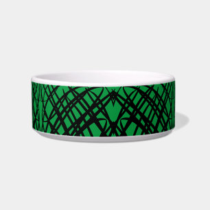 Simple Scribble Mirror Tiling Green Pet Bowl