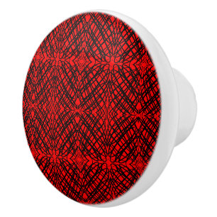 Simple Scribble Mirror Tiling Red Ceramic Knob