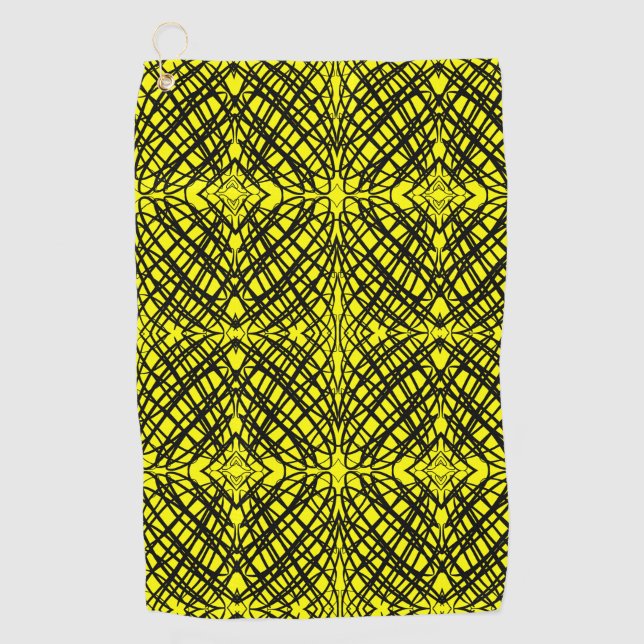 Simple Scribble | Mirror Tiling | Yellow | Golf Towel (Front)