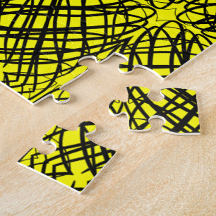 Simple Scribble Mirror Tiling Yellow Jigsaw Puzzle