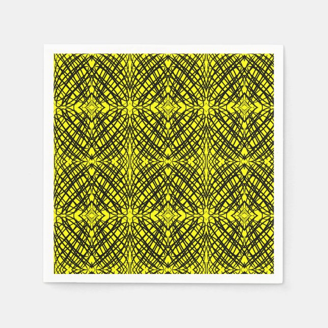 Simple Scribble | Mirror Tiling | Yellow | Napkin (Front)