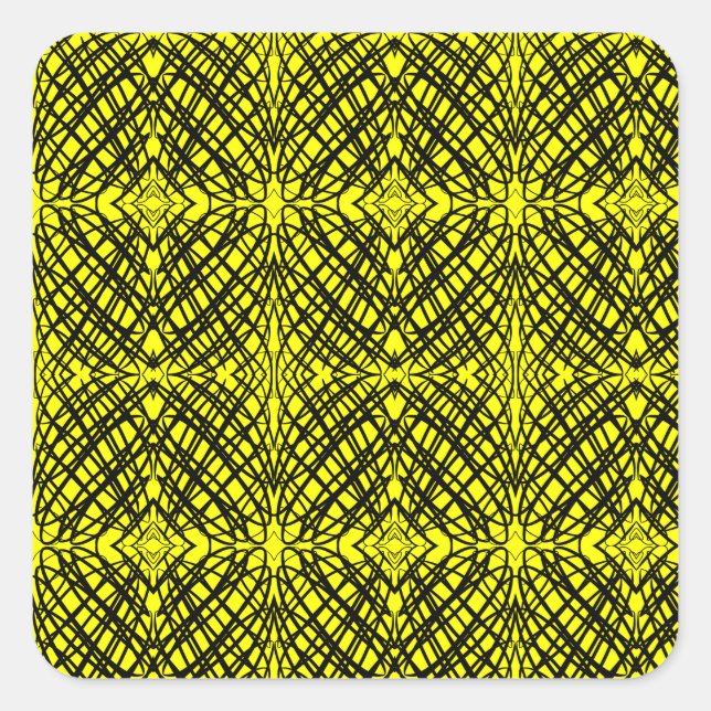 Simple Scribble | Mirror Tiling | Yellow | Square Sticker (Front)