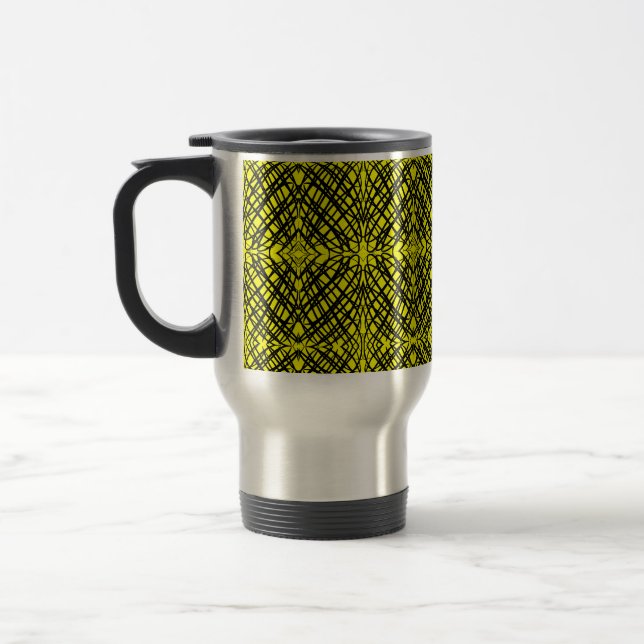 Simple Scribble | Mirror Tiling | Yellow |  Travel Mug (Left)