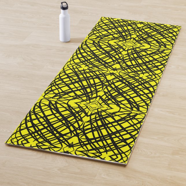 Simple Scribble | Mirror Tiling | Yellow | Yoga Mat (In Situ)