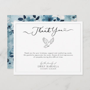 Simple Scrift Dove Funeral Thank You Card