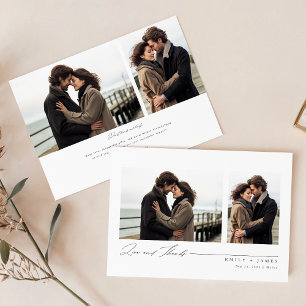 Simple Script 4 Photo Wedding Thank You Card
