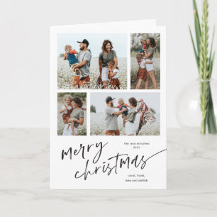 Simple Script 5 Photo Merry Christmas  Card