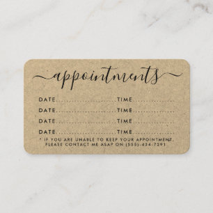 Simple Script Appointment Card - Rustic Kraft