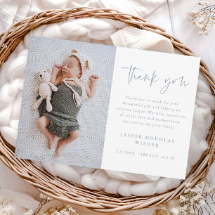 Simple Script Baby Photo Thank You Card