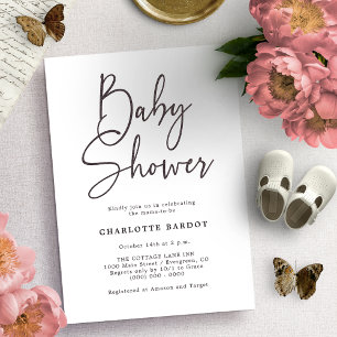 Simple Script Baby Shower Invitation