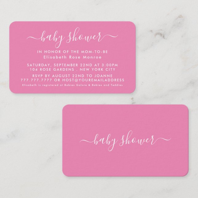 Simple Script - Baby Shower Ticket Invitation (Front/Back)