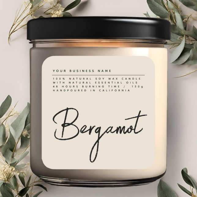 Simple script beige candle product label (Creator Uploaded)