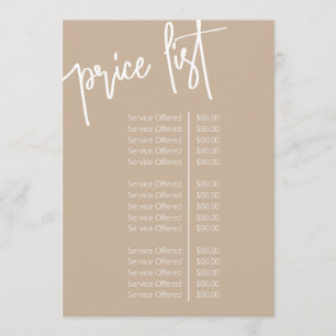 Simple Script Beige Salon Price List Service Menu