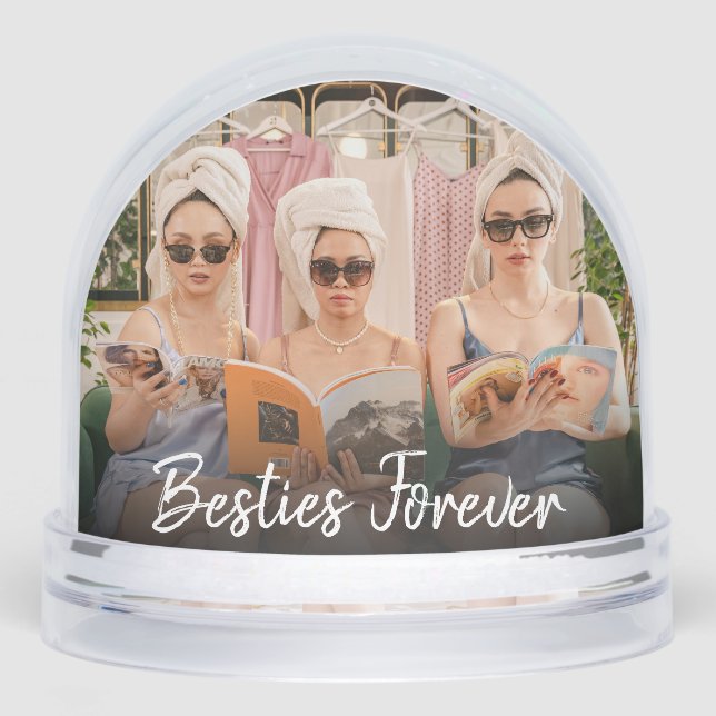 Simple Script Besties Forever Photo Keepsake Snowglobe (Front)