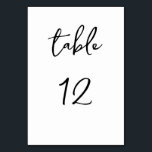 Simple Script Black and White Table Number<br><div class="desc">Help your guests find their seats with this elegant black and white table card. The letters and numbers are in a script font.</div>