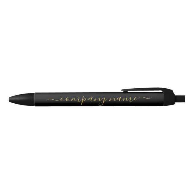 Simple Script - Black & Gold - Company/Event Ink Pen (Top)