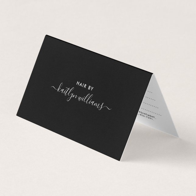 Simple Script - Black & White Appointment Card  (Front)