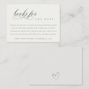 Simple Script Black White Books for Baby Shower Enclosure Card