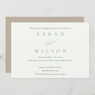 Simple Script Black White Engagement Party Invite