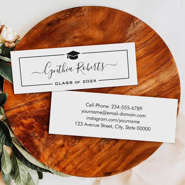 Simple Script Black White Graduation Insert Card (Creator Uploaded)