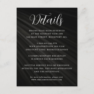Simple Script Black White Wedding Details Enclosure Card