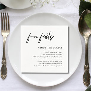 Simple Script Black White Wedding Fun Facts Napkin