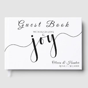 Simple, Script, Black & White Wedding Guest Book