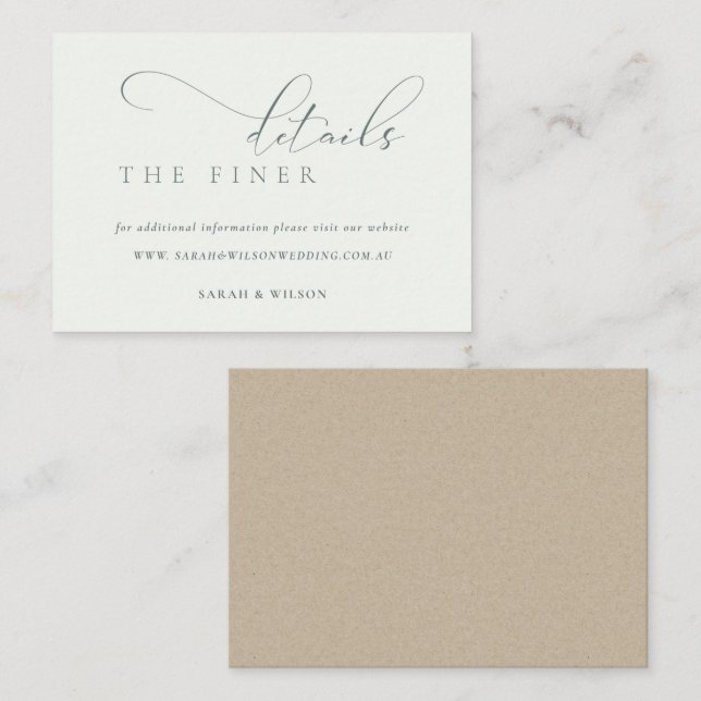 Simple Script Black White Wedding Website Details Enclosure Card (Front/Back)
