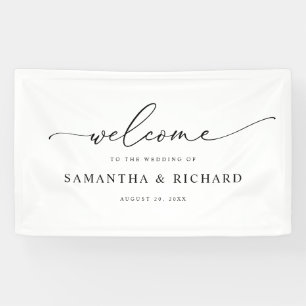Simple Script Black & White Wedding Welcome Banner