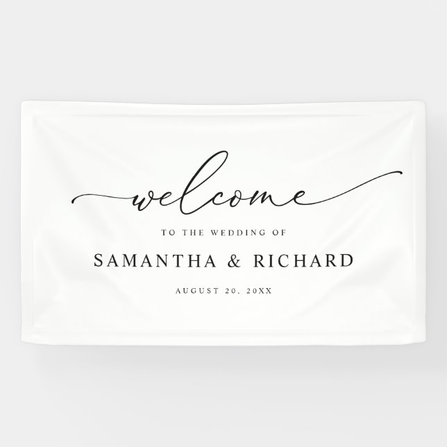 Simple Script Black & White Wedding Welcome Banner (Horizontal)