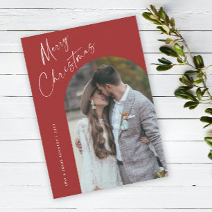 Simple Script Boho Arch Christmas Holiday Card