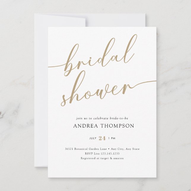 Simple Script Bridal Shower Invitation (Front)