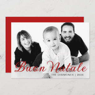 Simple Script Buon Natale Family Photo Red Holiday