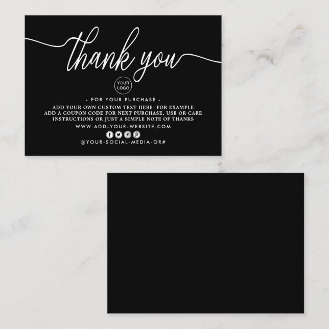 Simple Script Business Thank You Enclosure Card (Front/Back)