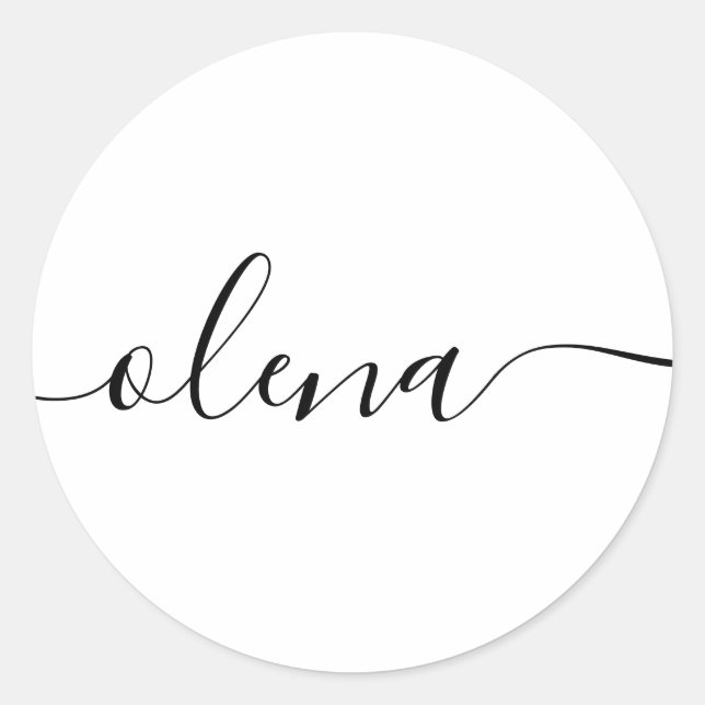 Simple  Script Calligraphy Classic Round Sticker (Front)