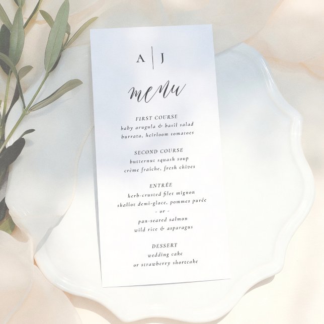 Simple Script Calligraphy Monogram Wedding Menu (Creator Uploaded)
