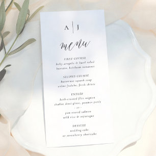 Simple Script Calligraphy Monogram Wedding Menu