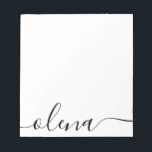 Simple  Script Calligraphy Personalised Name Notepad<br><div class="desc">Chic and clean with simple name front with marker style handwritten font on white background.</div>