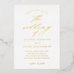 Simple Script Calligraphy Wedding Gold