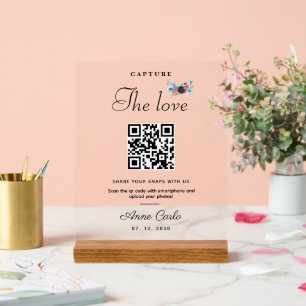 Simple Script Capture The Love QR code Acrylic Sign