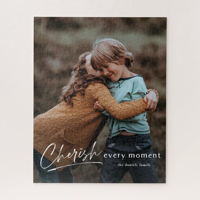 Simple Script Cherish Every Moment Photo Jigsaw Puzzle (Vertical)