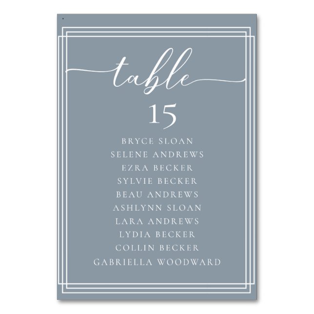 Simple Script Classic Wedding Table Number (Back)